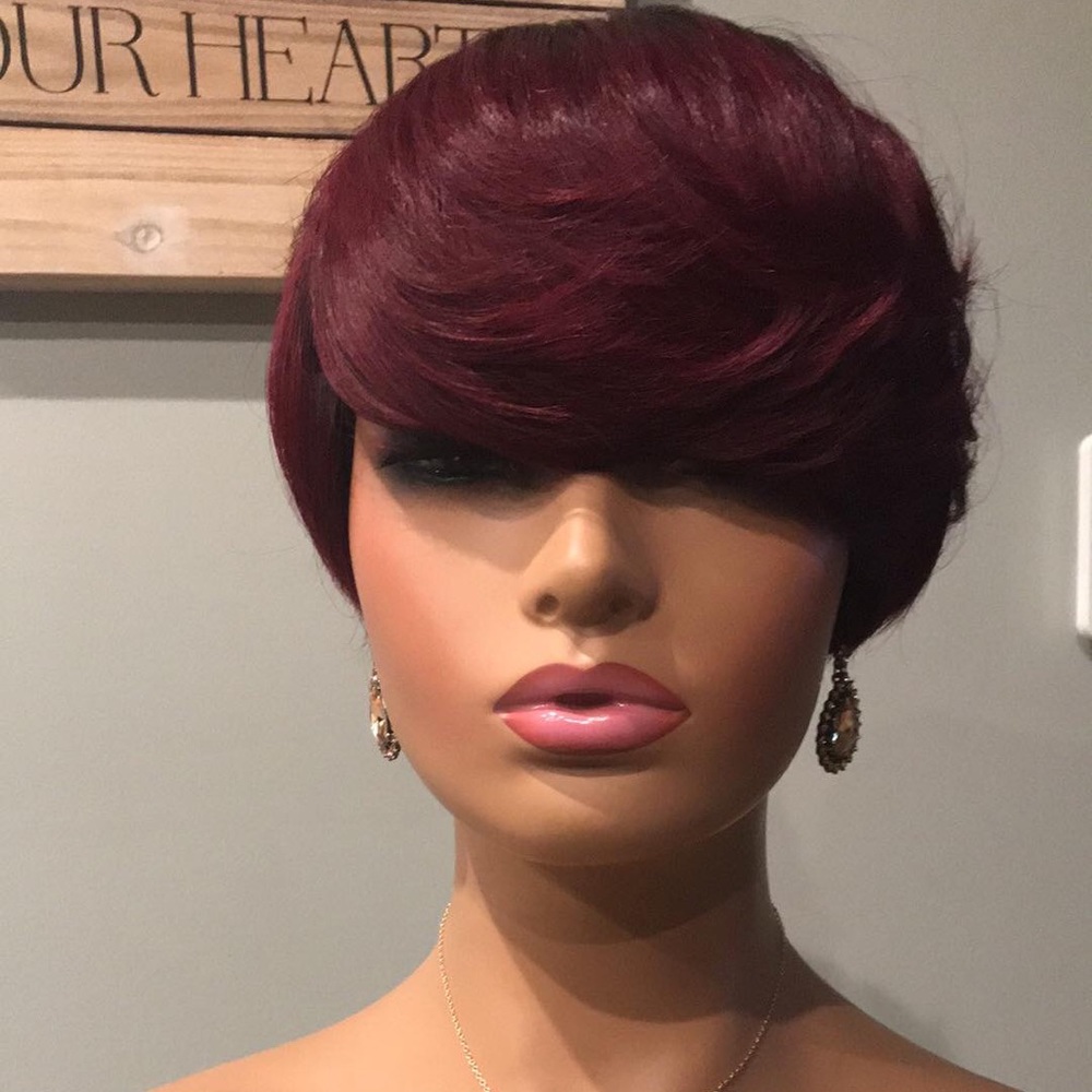 Human hair short cut wig